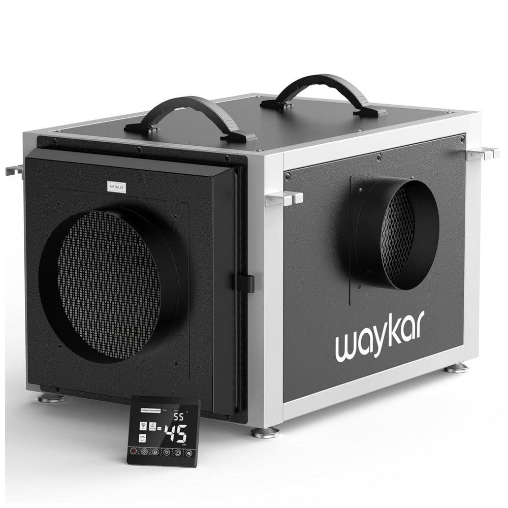 Desumidificador de Crawl Space Waykar 74 litros com Controle Remoto para até 603 m2, Desumidificador Comercial Dual Duct HVAC