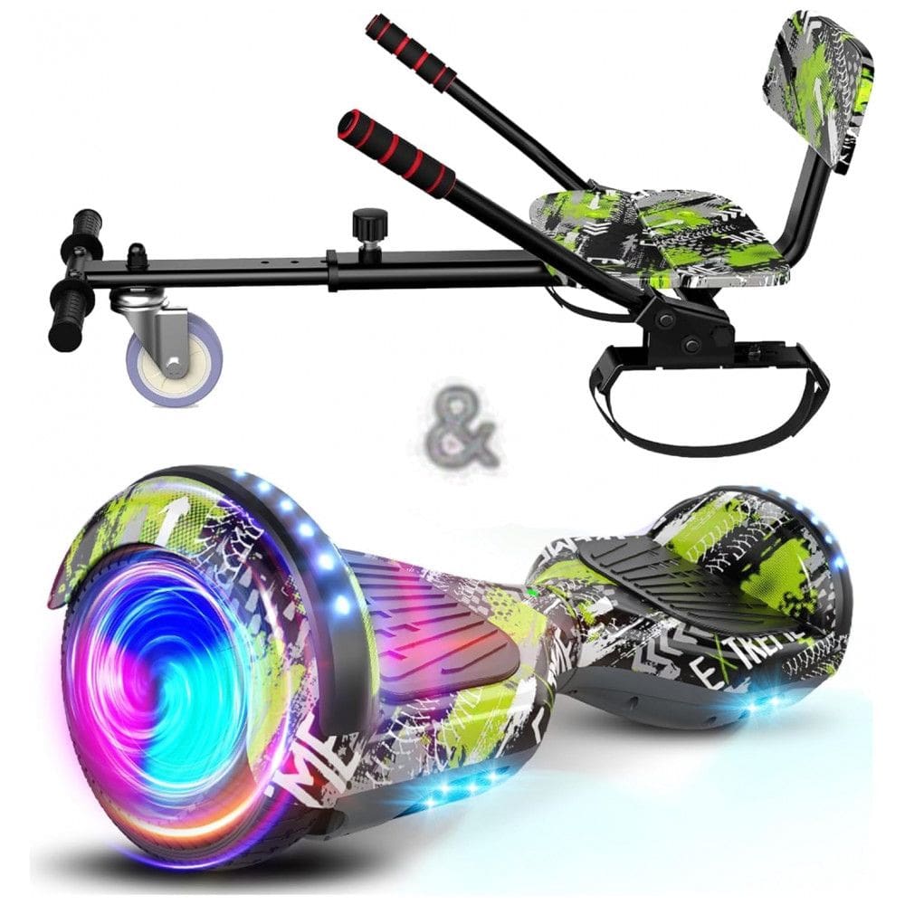 Hoverboard SISIGAD Verde e Preto 6,5” com Bluetooth, Luzes LED e Certificação UL2272 – Até 12,8 km/h, Autonomia de 12,8 km