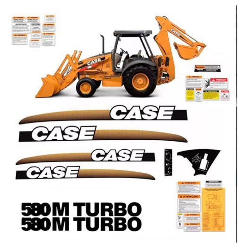 Kit Adesivos + Etiquetas Case 580M Série 3 Turbo Branco