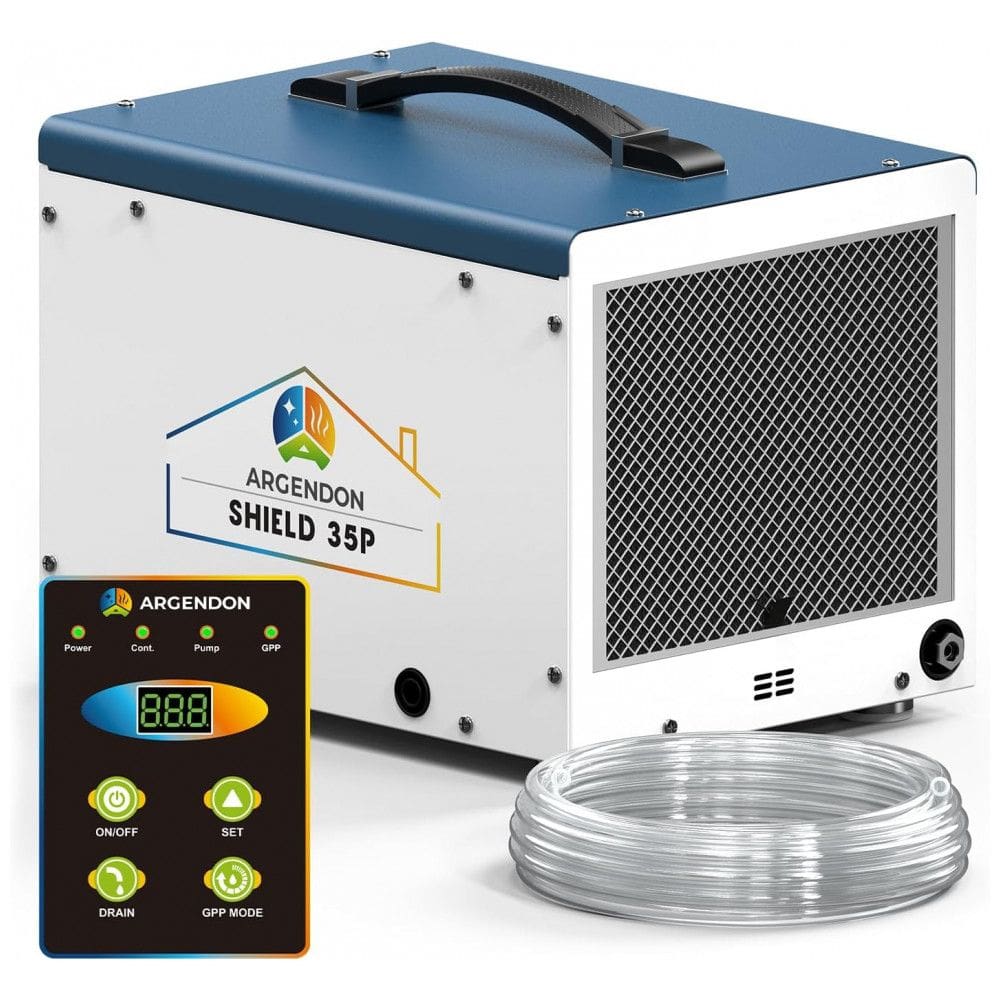 Desumidificador ARGENDON para Espaços de Rastejo com Bomba, 33 litros, Desumidificador Comercial para Porões com Mangueira de Drenagem