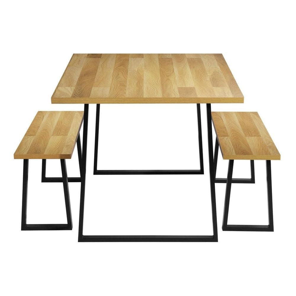 Conjunto De Jantar 3 Pecas Mesa 2 Bancos Madeira Clara Cauly