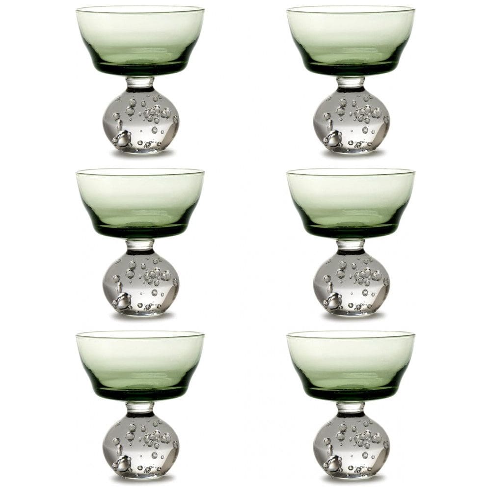 Taças de Champanhe Serax Eternal Snow por Bela Silva - Conjunto de 6 Taças Coupe Verdes Bebidas Flautas Luxuosas para Jantar em Casa