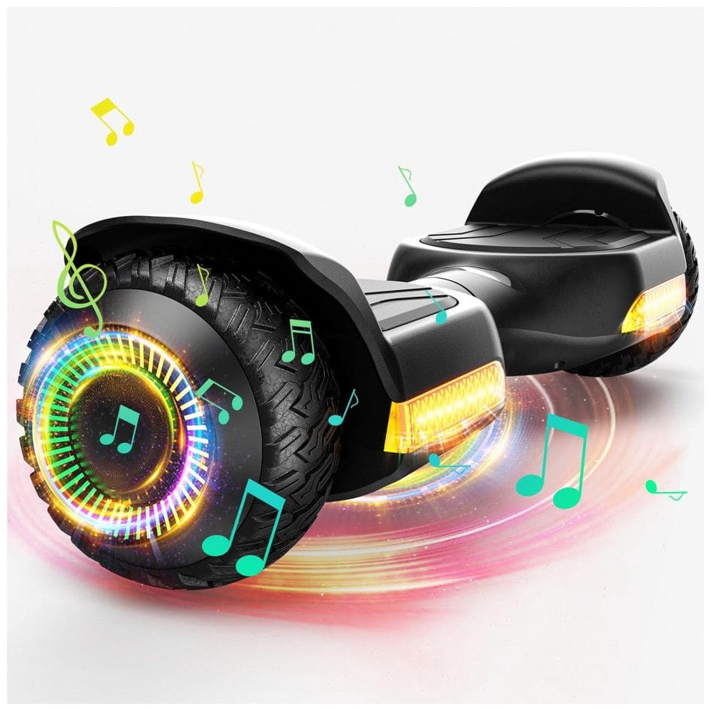 Hoverboard SIMATE Preto 6,5” com Bluetooth, Luzes LED e Certificação UL2272 – Até 13,7 km/h, Autonomia de 12,8 km