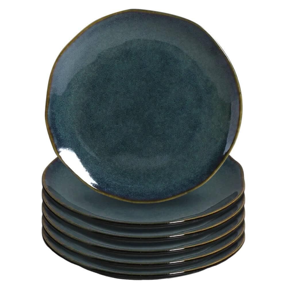 Jogo Pratos Sobremesa Cerâmica Stoneware Orgânico Oceano 6