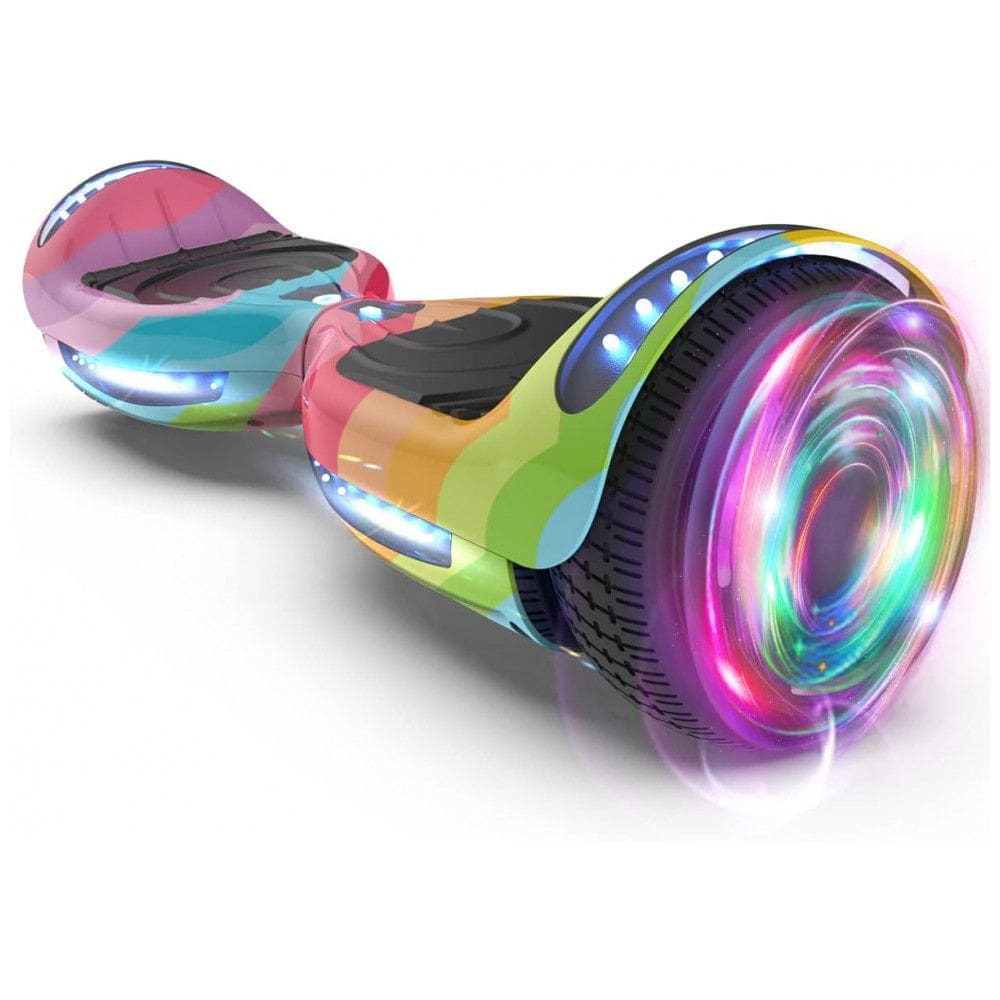 Hoverboard Certificado HS2.01 Arco-Íris com Rodas LED Piscantes, Bluetooth e Luzes LED