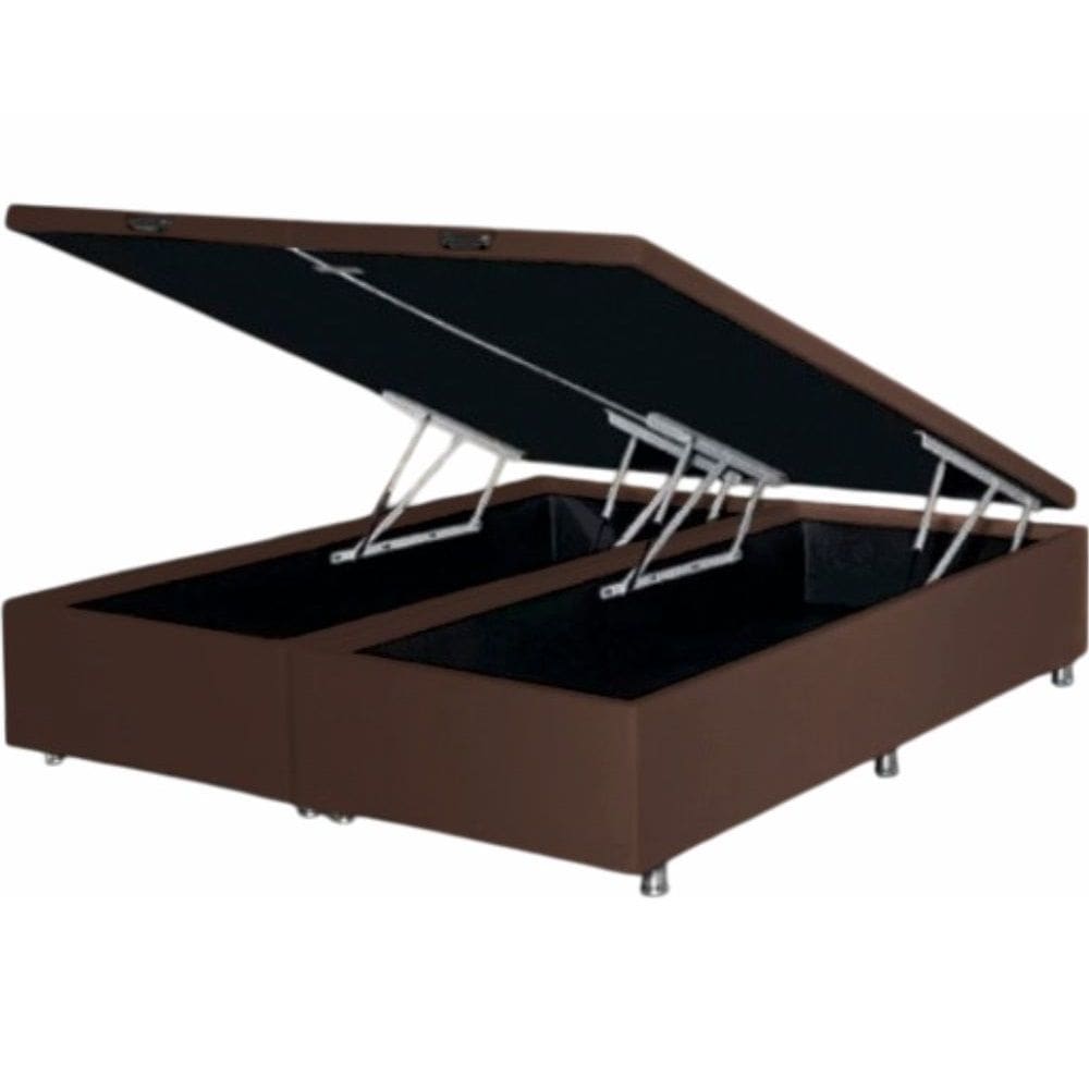 Base Box Casal Damasu Queen Turim Smart com Baú largura de 158 cm Marrom