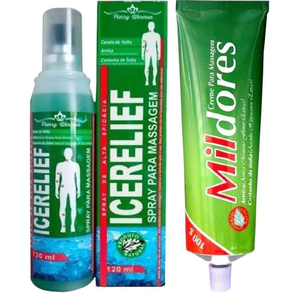 Kit Spray Para Massagem Icerelief + Pomada Mil Dores 100G