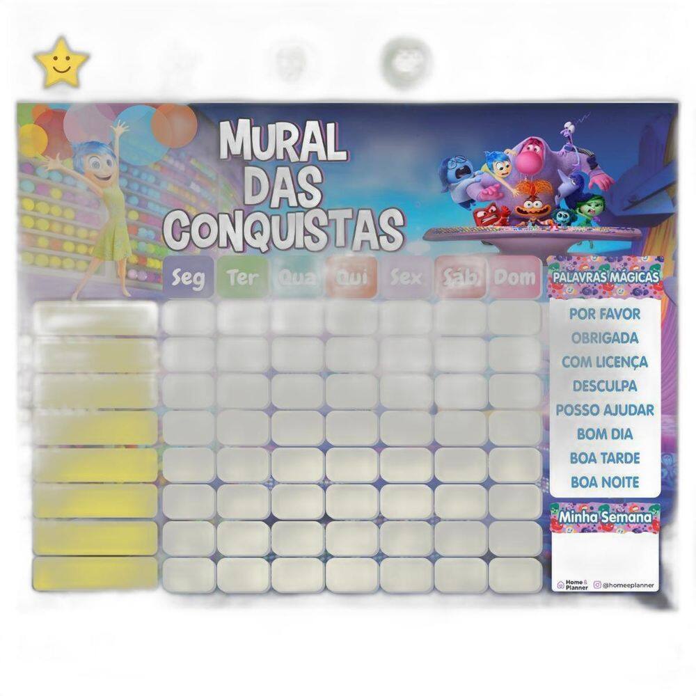 Quadro De Rotina Infantil Geladeira -Divertidamente Estrelas