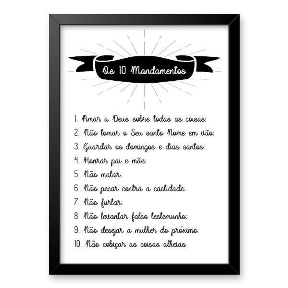 Quadro Decorativo Os 10 Mandamentos 24X18Cm - Com Vidro