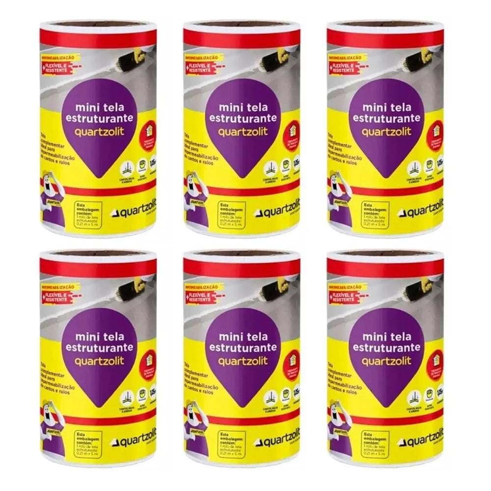 Kit 6 Mini Tela Estruturante Rodapé Ralos 21Cmx5M Quartzolit