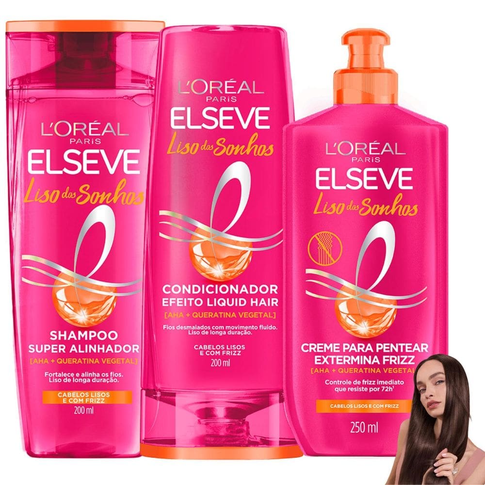 Kit Novo Liso Dos Sonhos Elseve Creme Pentear Extermina Friz