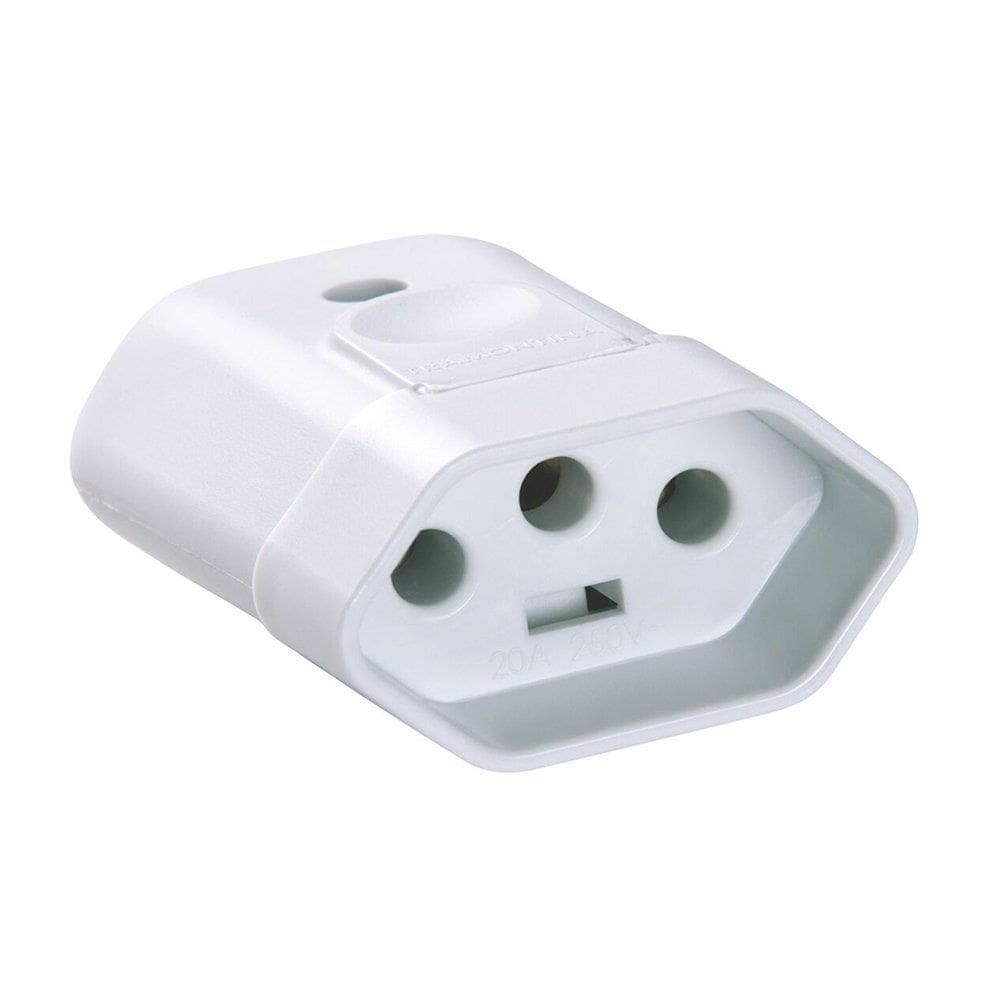 Pino Fêmea Tramontina 2P+T 20A Branco - Embalagem com 10 Unidades