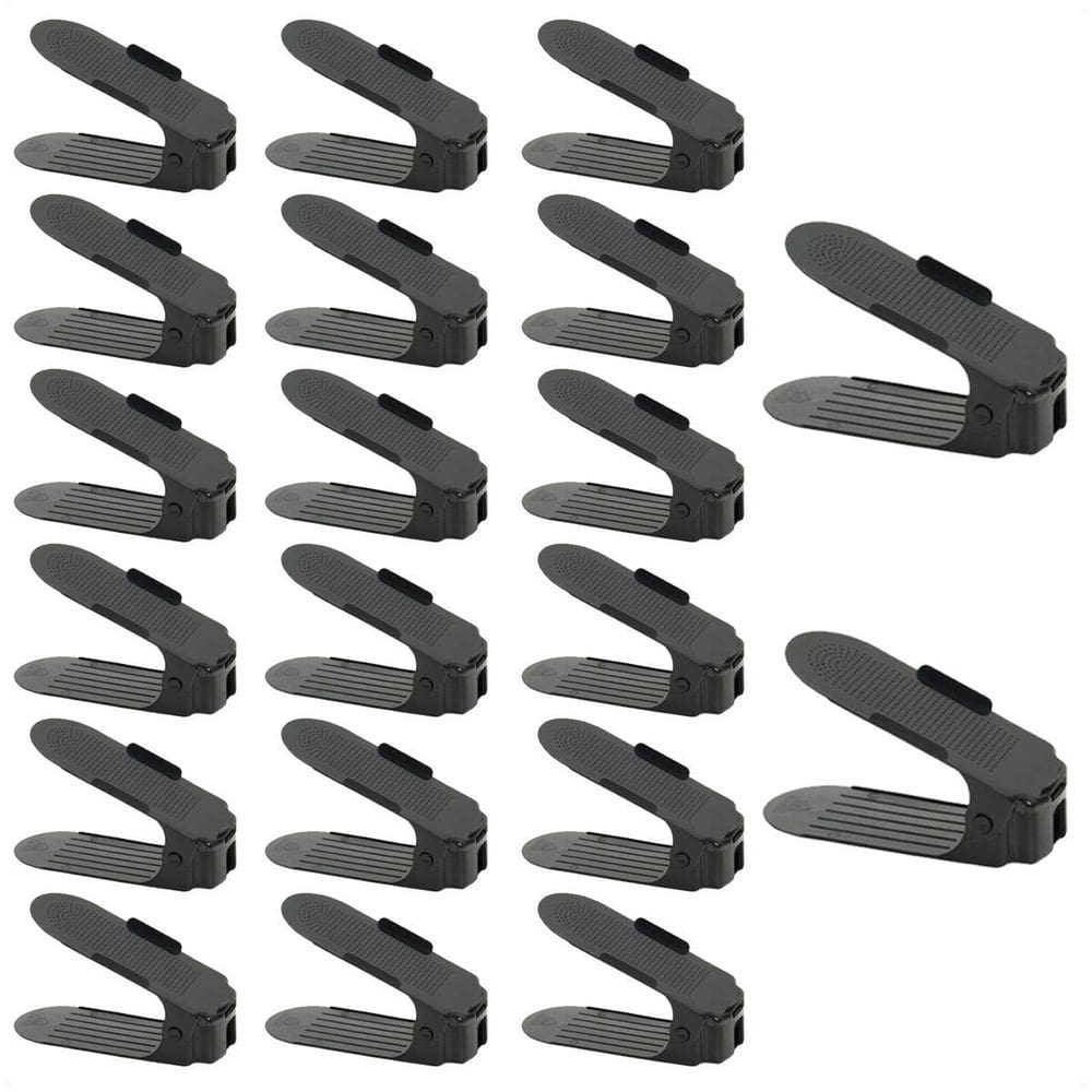 20 Organizadores De Sapato Reforçado Com 3 Alturas Preto