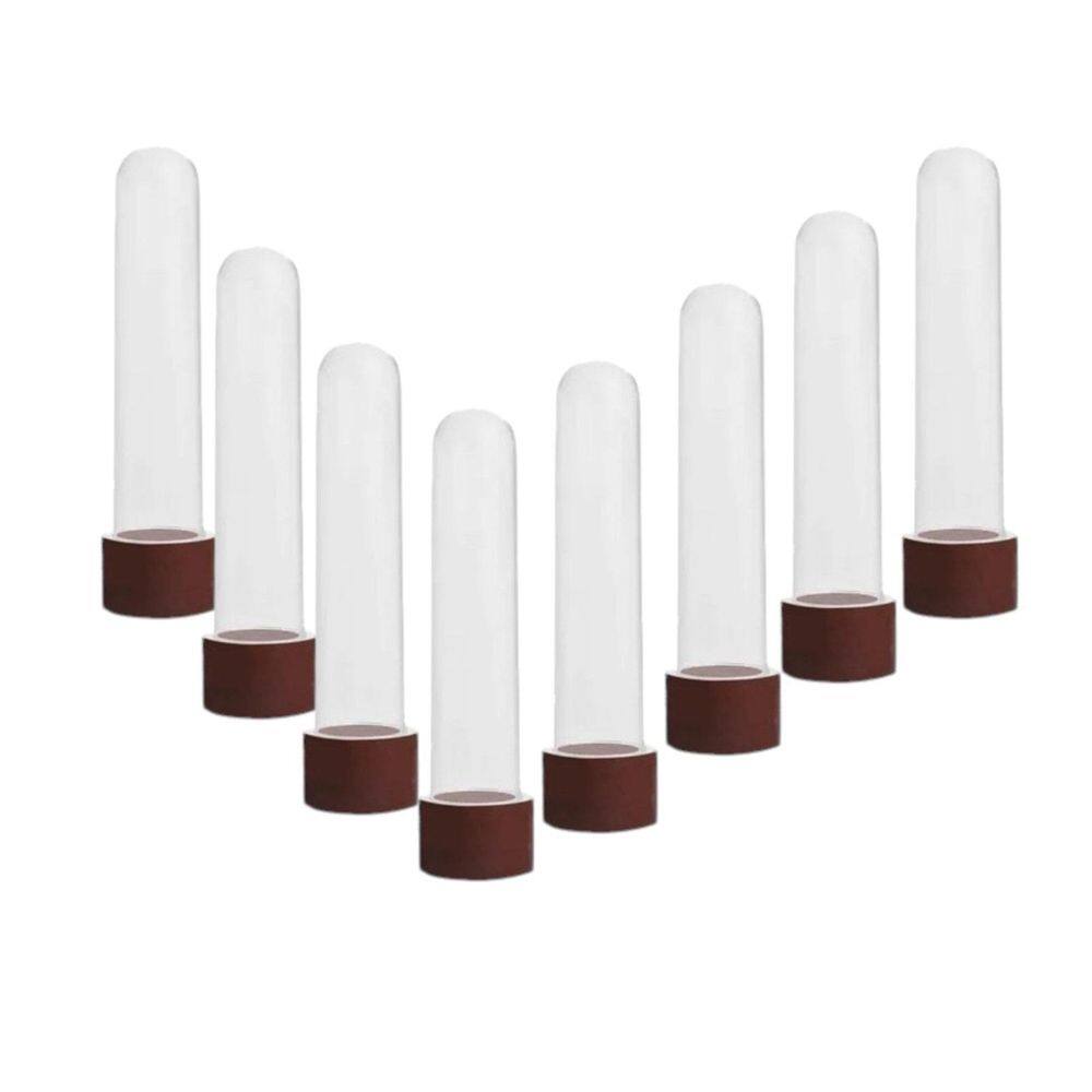 Kit 50 Un Tubete Acrílico Com Tampa Marrom 12Cm Para Festas