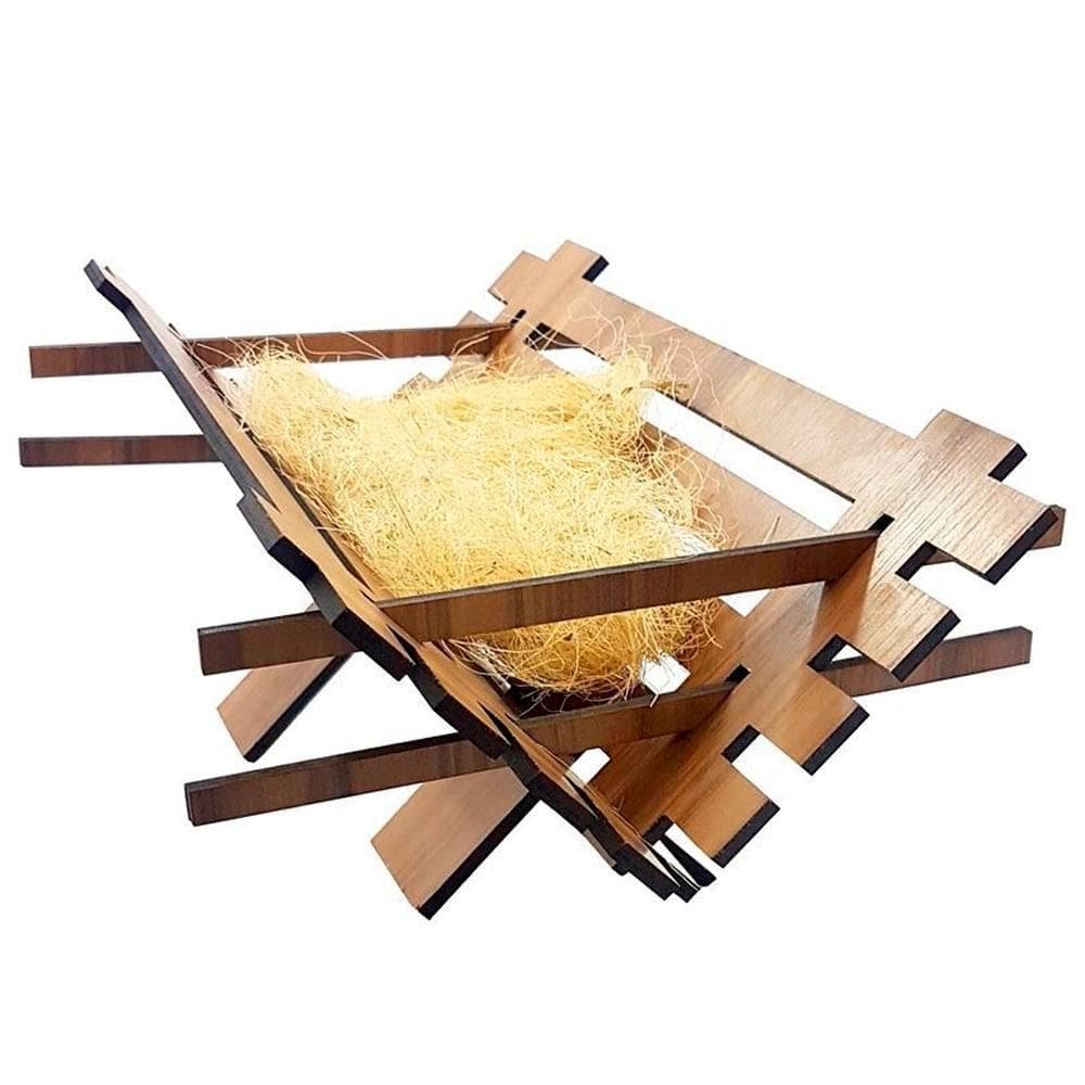 Manjedoura Para Menino Jesus Presépio 20Cm Madeira Iracema