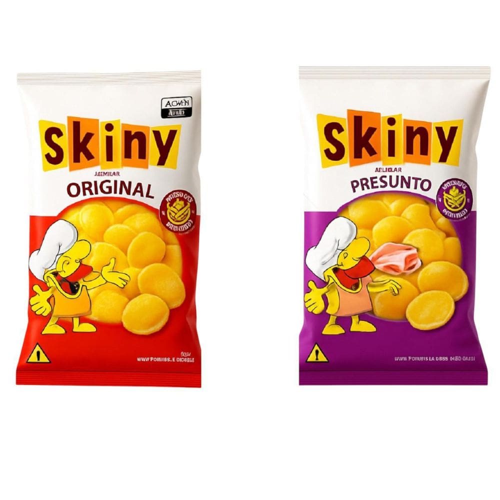 Kit 30 Salgadinho Skiny Natural E Presunto De Milho 35G