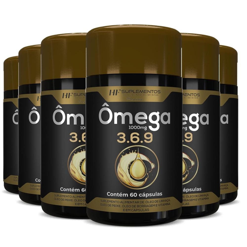 6X Omega 3 6 9 60Caps Peixe Linhaça Borragem Hf Suplementos