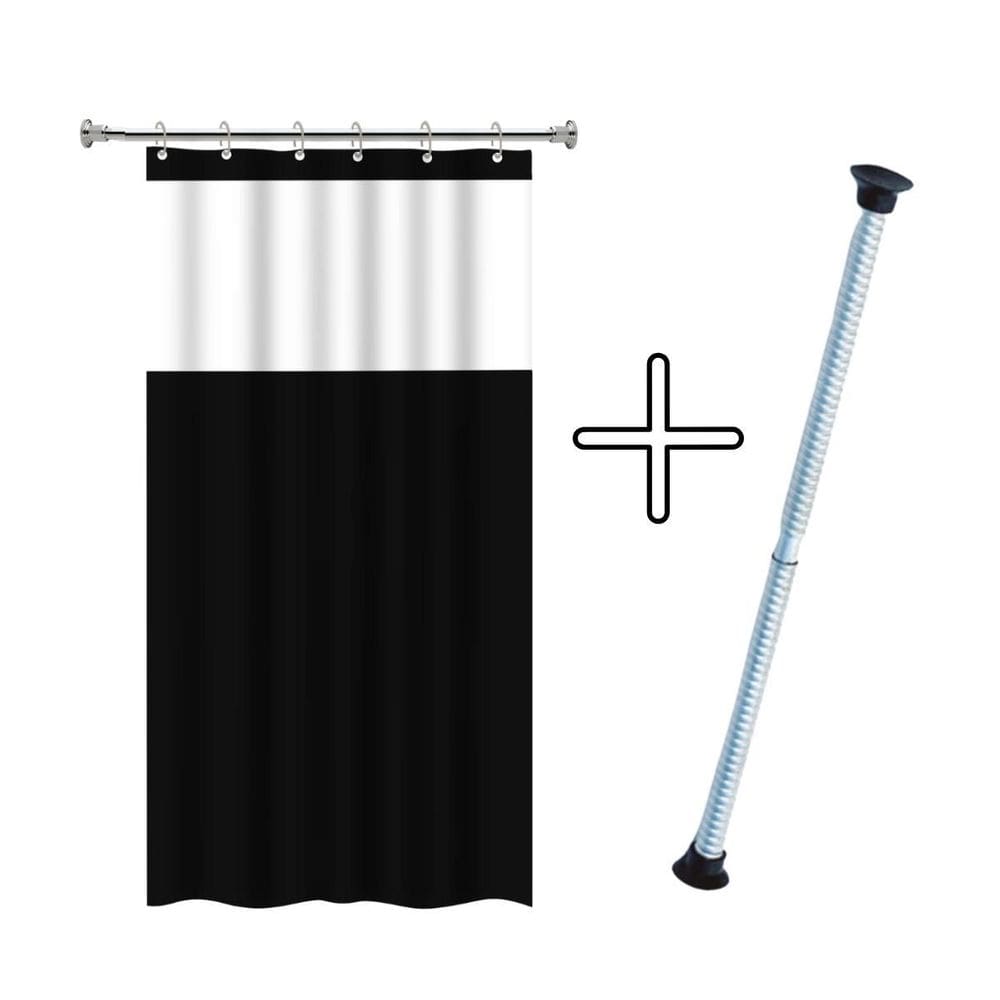 Kit Cortina Box Banheiro Antimofo + Varão Suporte De Cortina