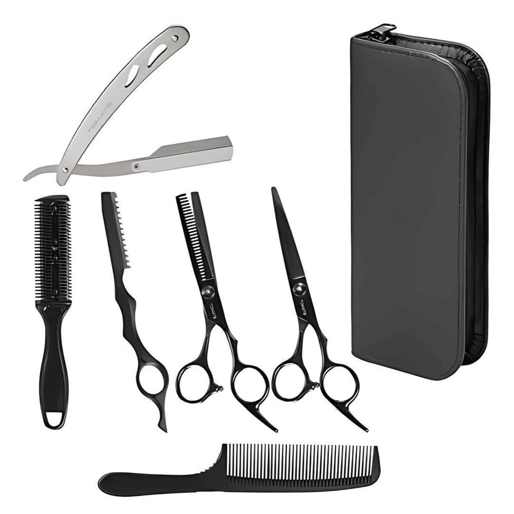 Kit Tesouras Barbeiro Cortar Cabelo Barba Jogo Profissional