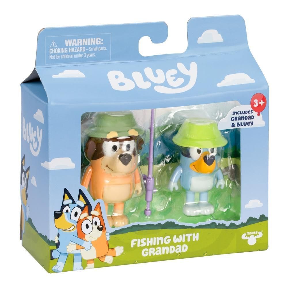 Kit 2 Bonecos Colecionáveis 6Cm Bluey - Pescaria Com Vovô
