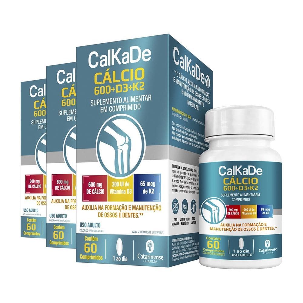 Kit 3 Calkade Cálcio Catarinense 60 Comprimidos