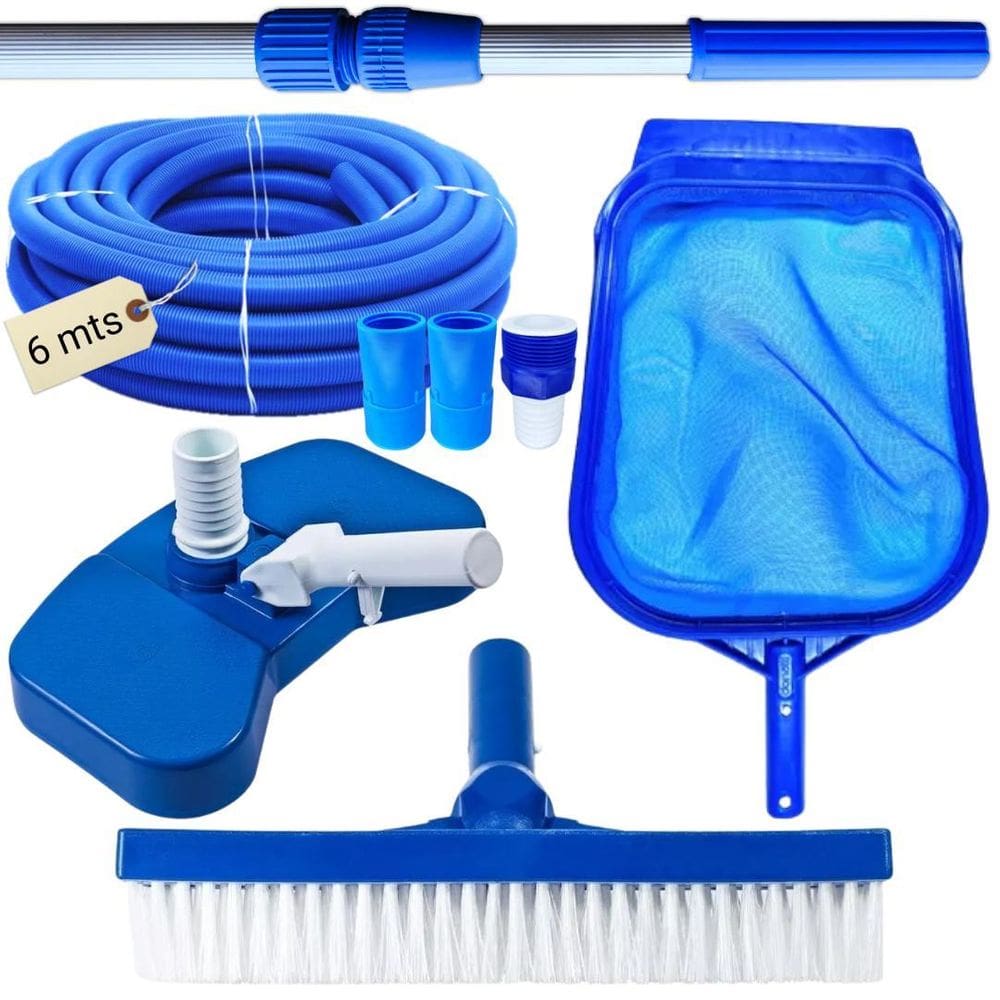 Kit Limpeza Para Piscinas Mangueira Ecológica 6Mt Cabo 2 Mt