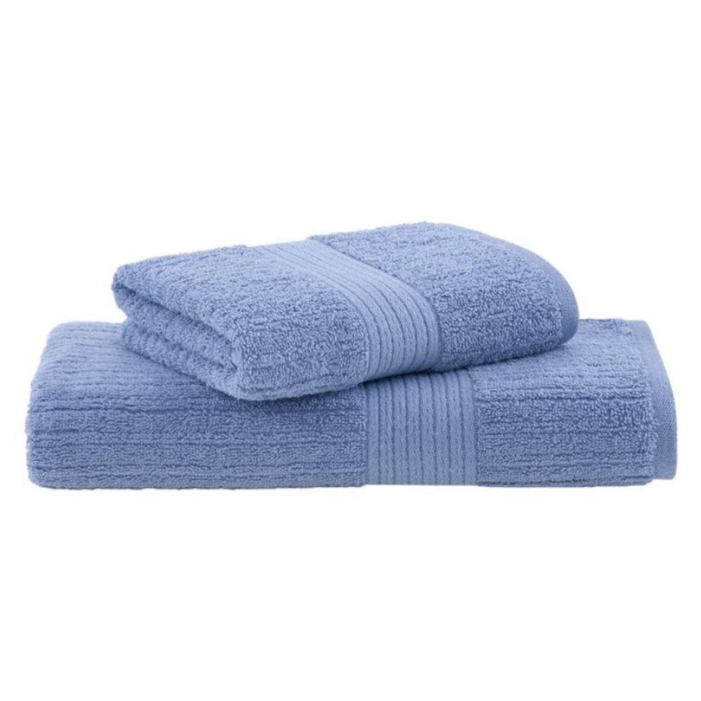 Kit Toalha Banho Gigante + Rosto 2 Pçs Fio Penteado Canelado