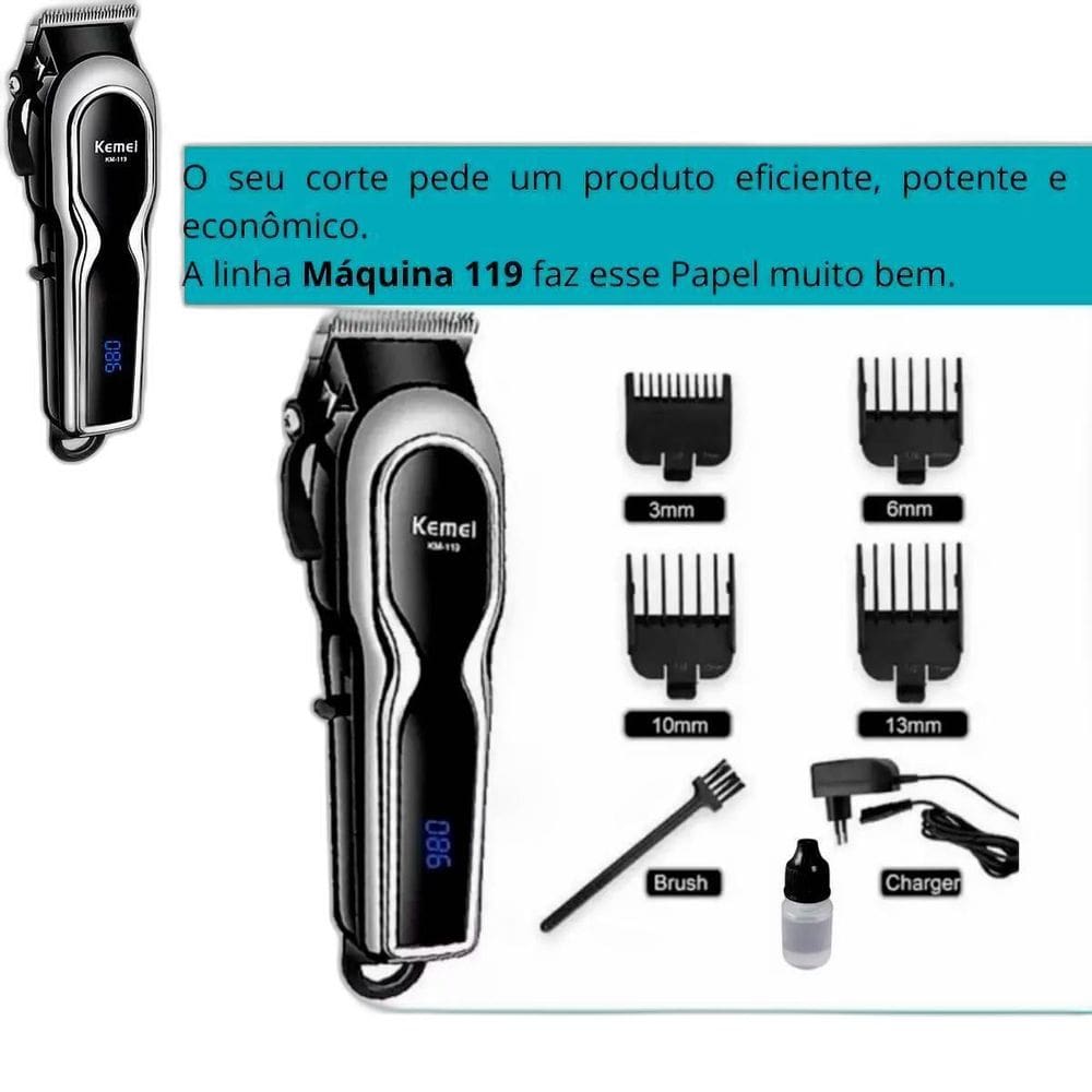 Máquina Kemei Leve Compacta E Recarregável