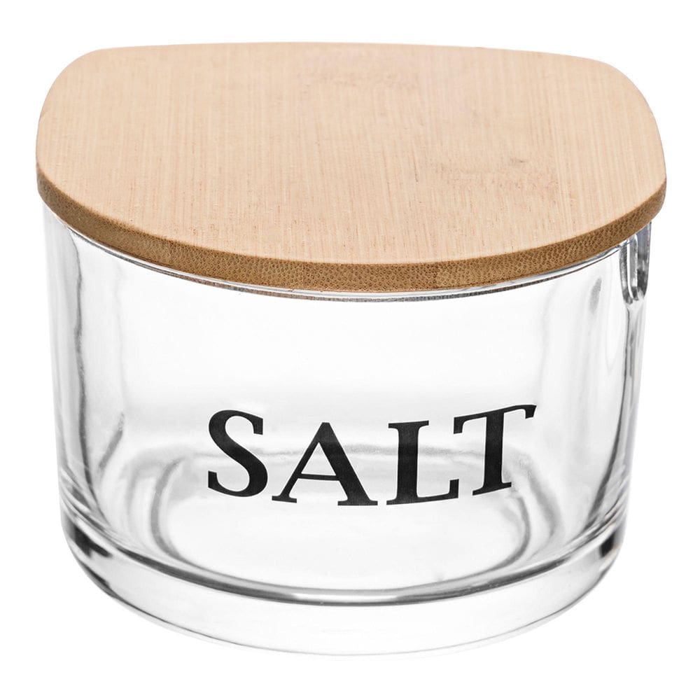 Saleiro De Vidro Tampa Bambu Basic Tradicional 10X8Cm Salt