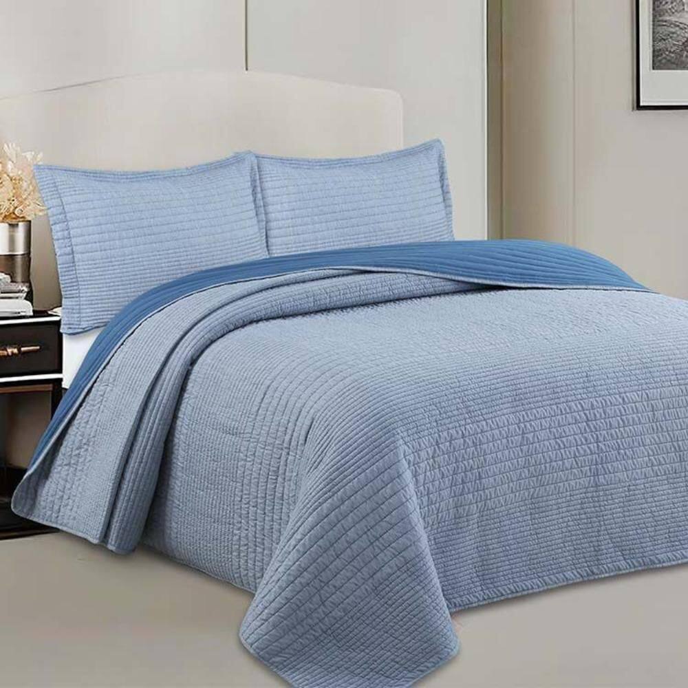 Colcha Cobre Leito Fusion Queen Camesa Azul