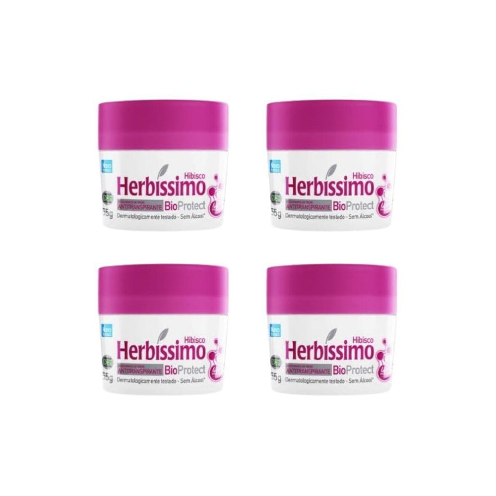Desodorante Creme Herbíssimo 55G Bio Protect Hibisco - 4Un