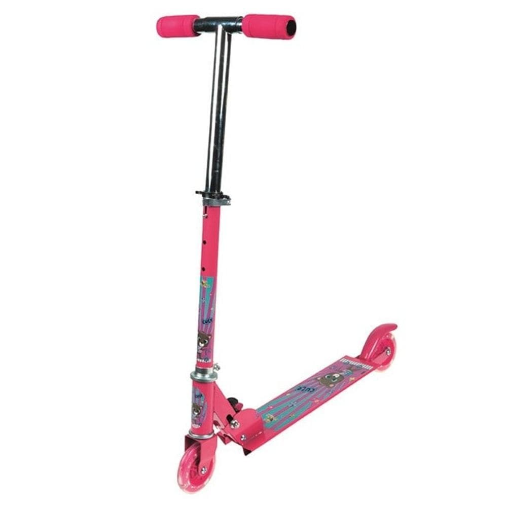 Patinete Divertido 2 Rodas Com Luz Metal Dobrável - Rosa