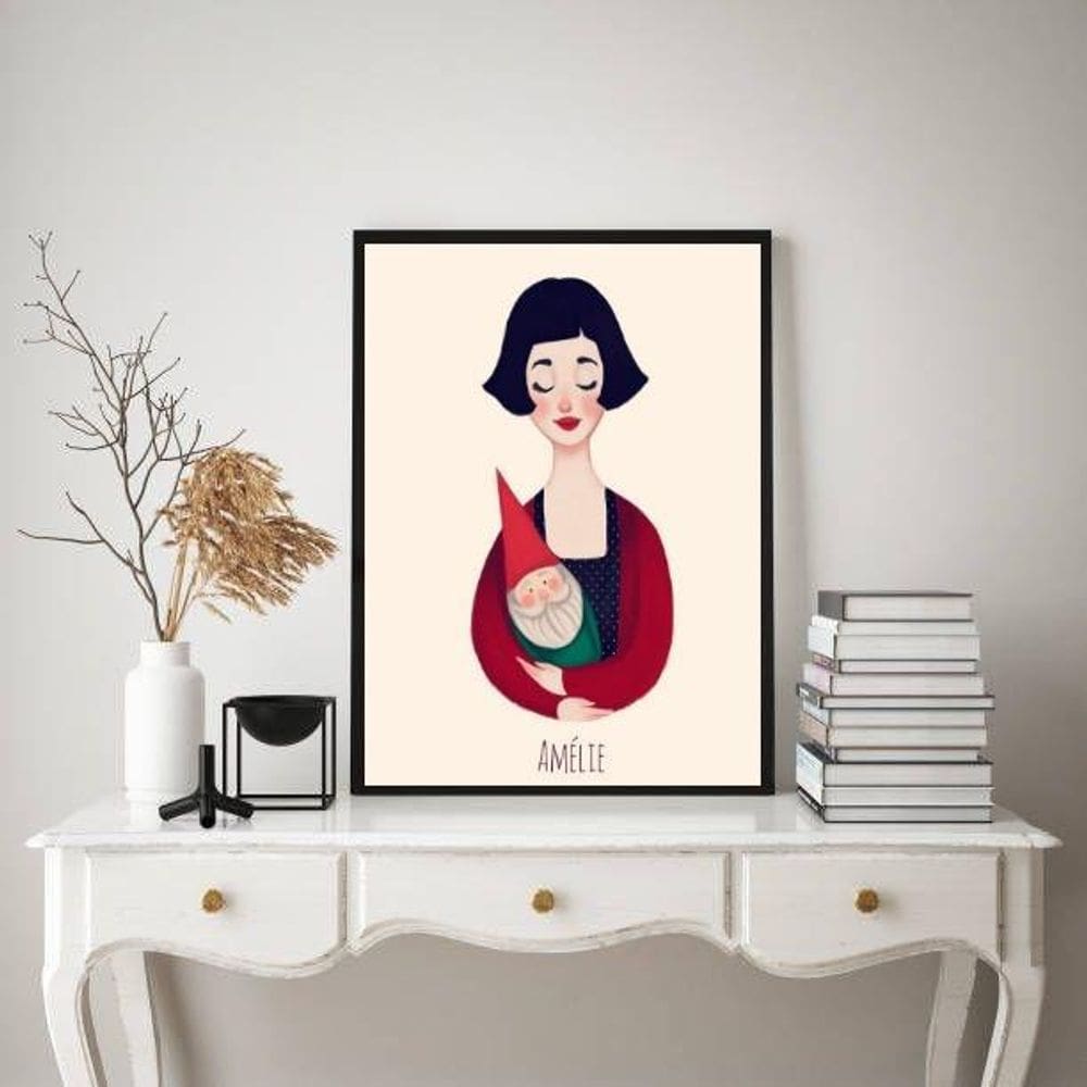 Quadro Amelie Poulain Com Gnomo 45X34Cm