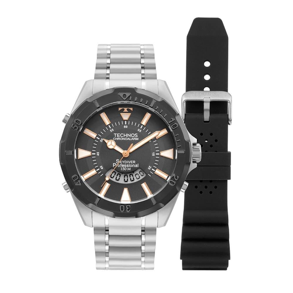 Relógio Technos Masculino Ref: Wt2050avn/t1f Skydiver Anadigi Prateado