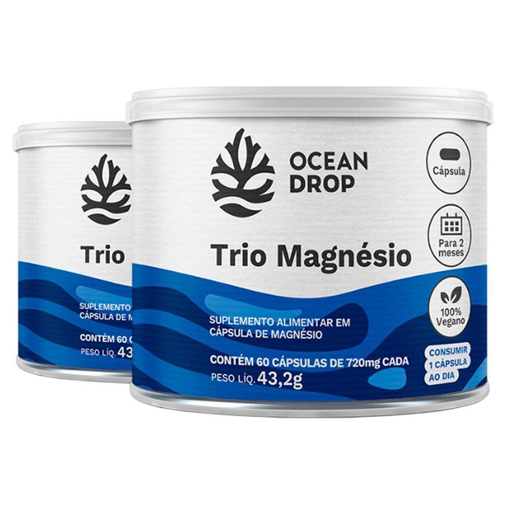 Kit 2 Trio Magnésio Ocean Drop Vegano 60 Cápsulas