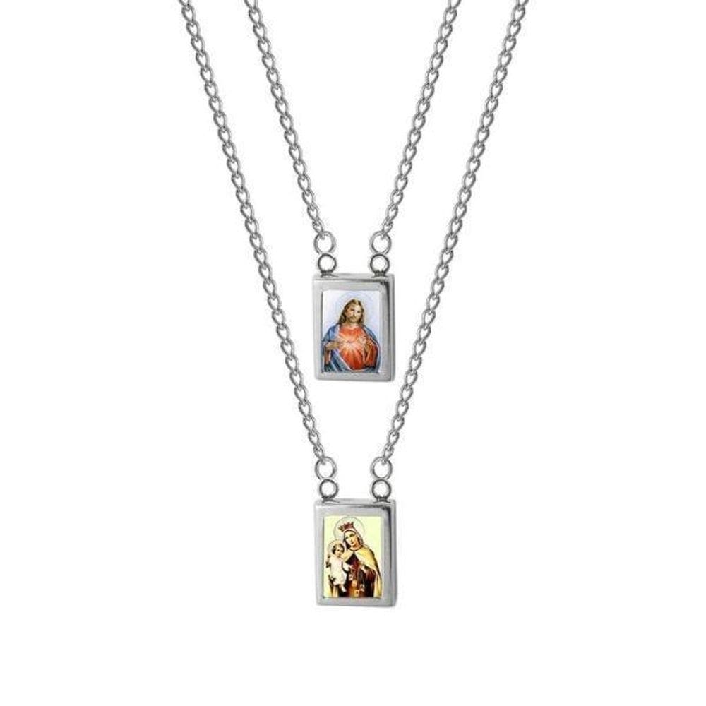 Escapulário Nossa Sra.D Carmo E Sagrado Coração De Jesus Aço