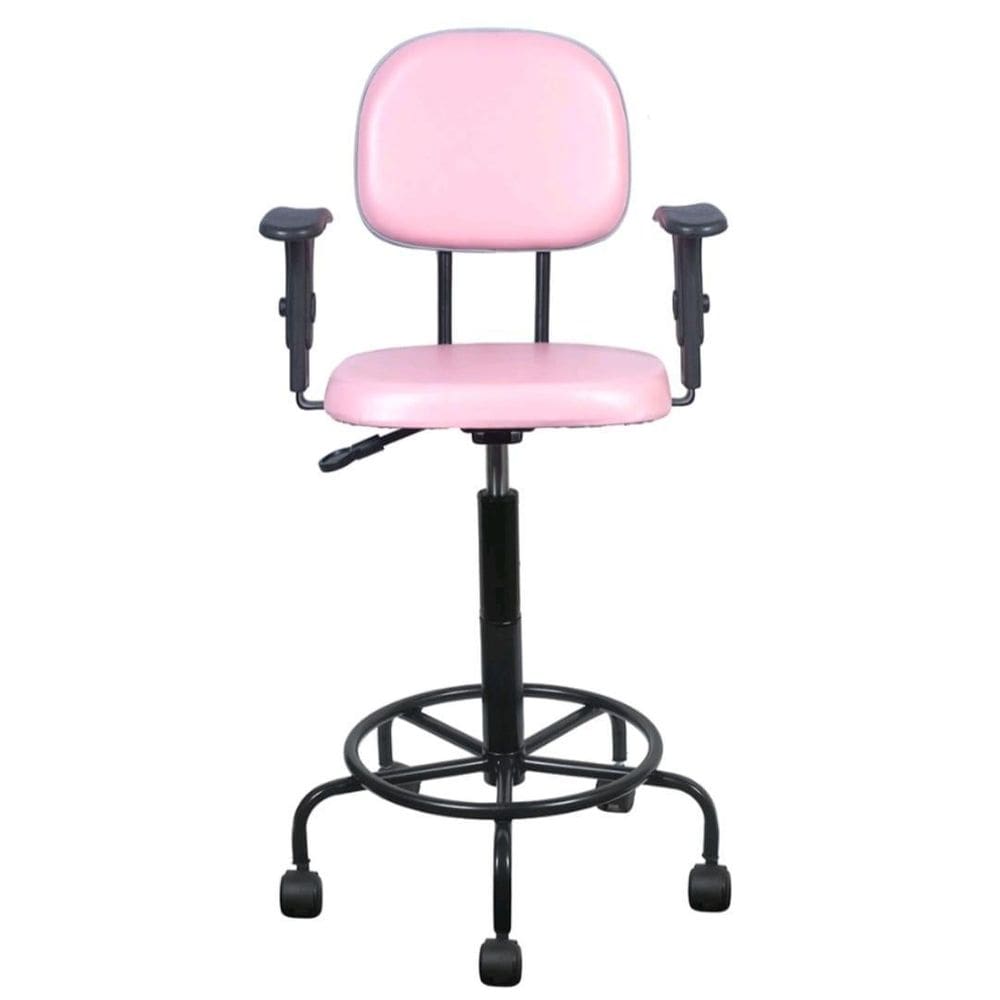 Cadeira Caixa Alta L Duplo Braço Base Semi Corano Rosa Bebê