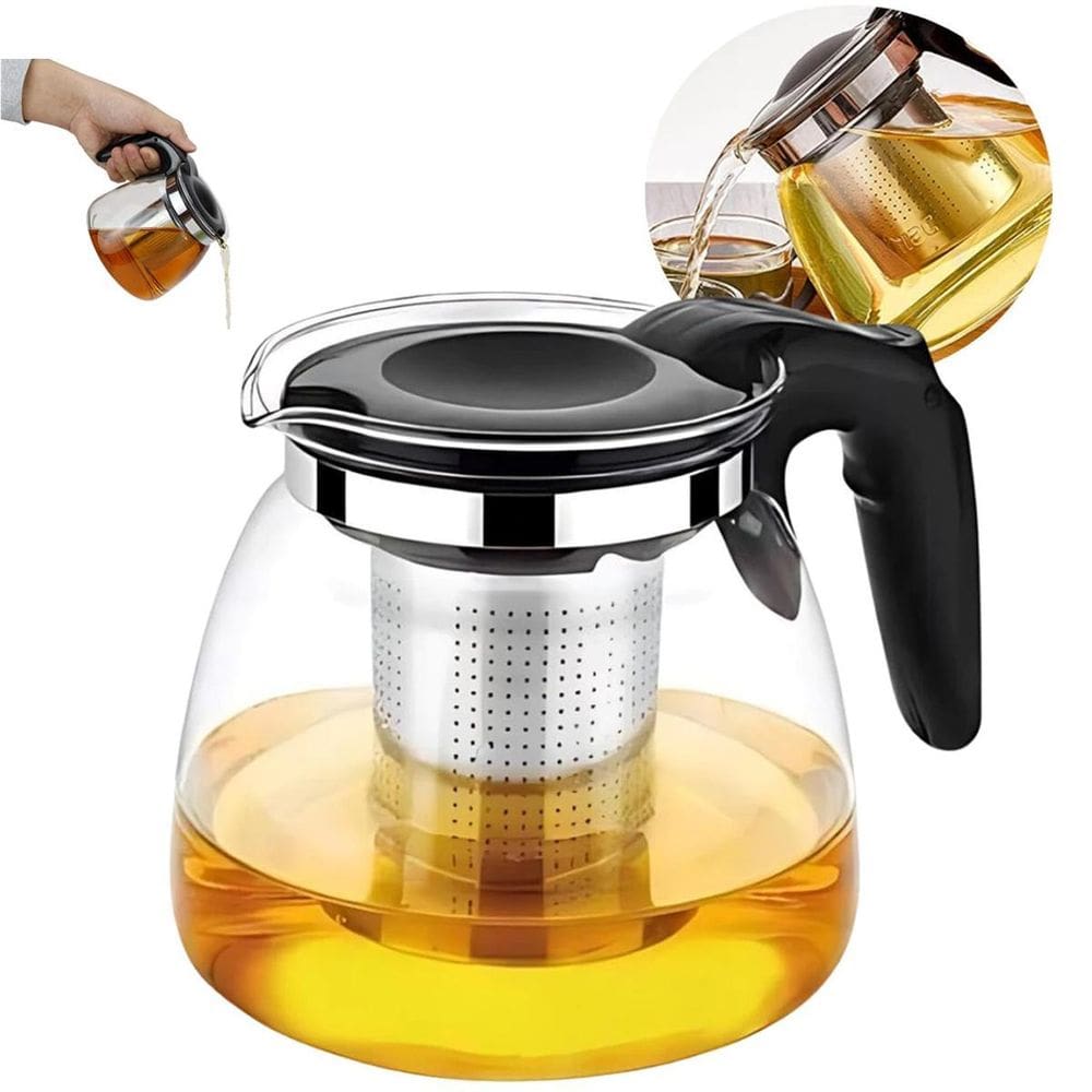 Chaleira Com Infusor Bule De Vidro Para Chá 700Ml Inox