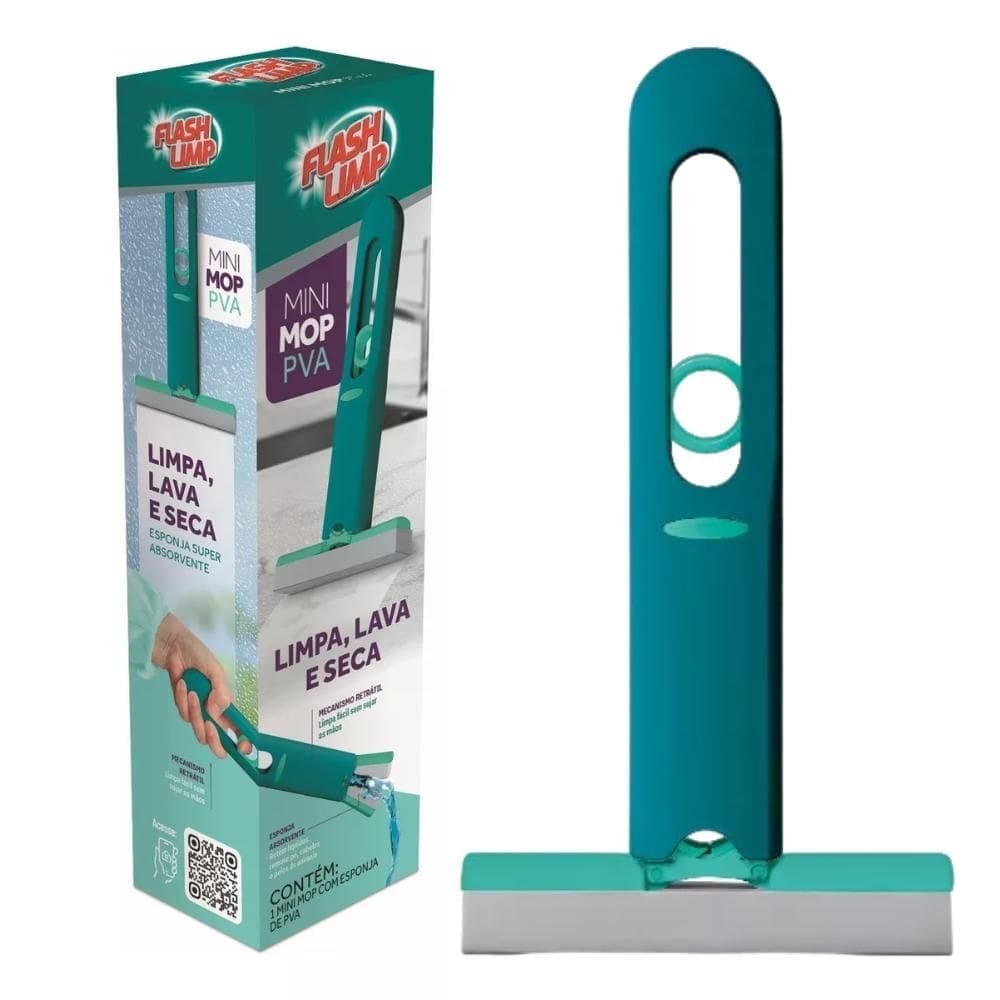 Mini Mop Pva Rodo Rodinho Dobravel Portatil Flash Limp