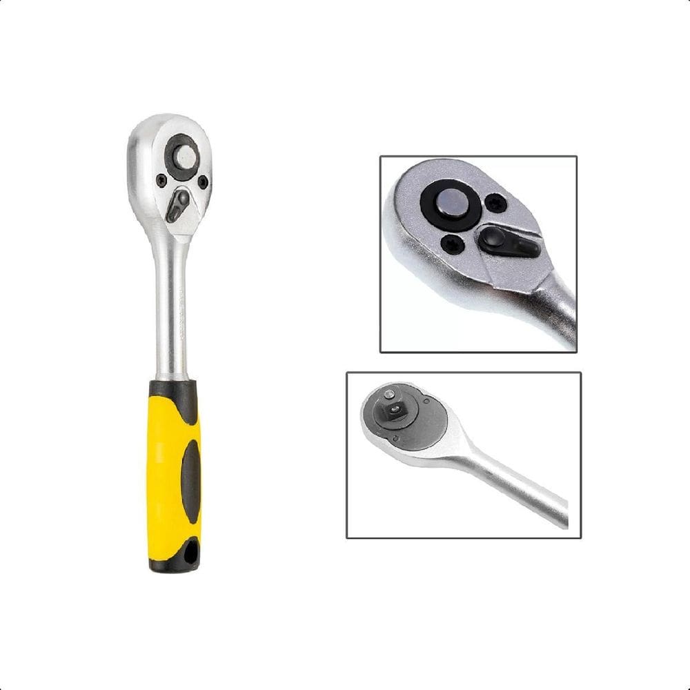 Chave Catraca Para Soquetes 3/8 Cabo Emborrachado 24 Dentes