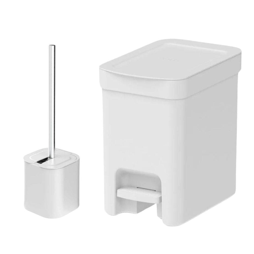 Kit Lixeira Pedal +Escova Sanitária Banheiro Ou Higiênica