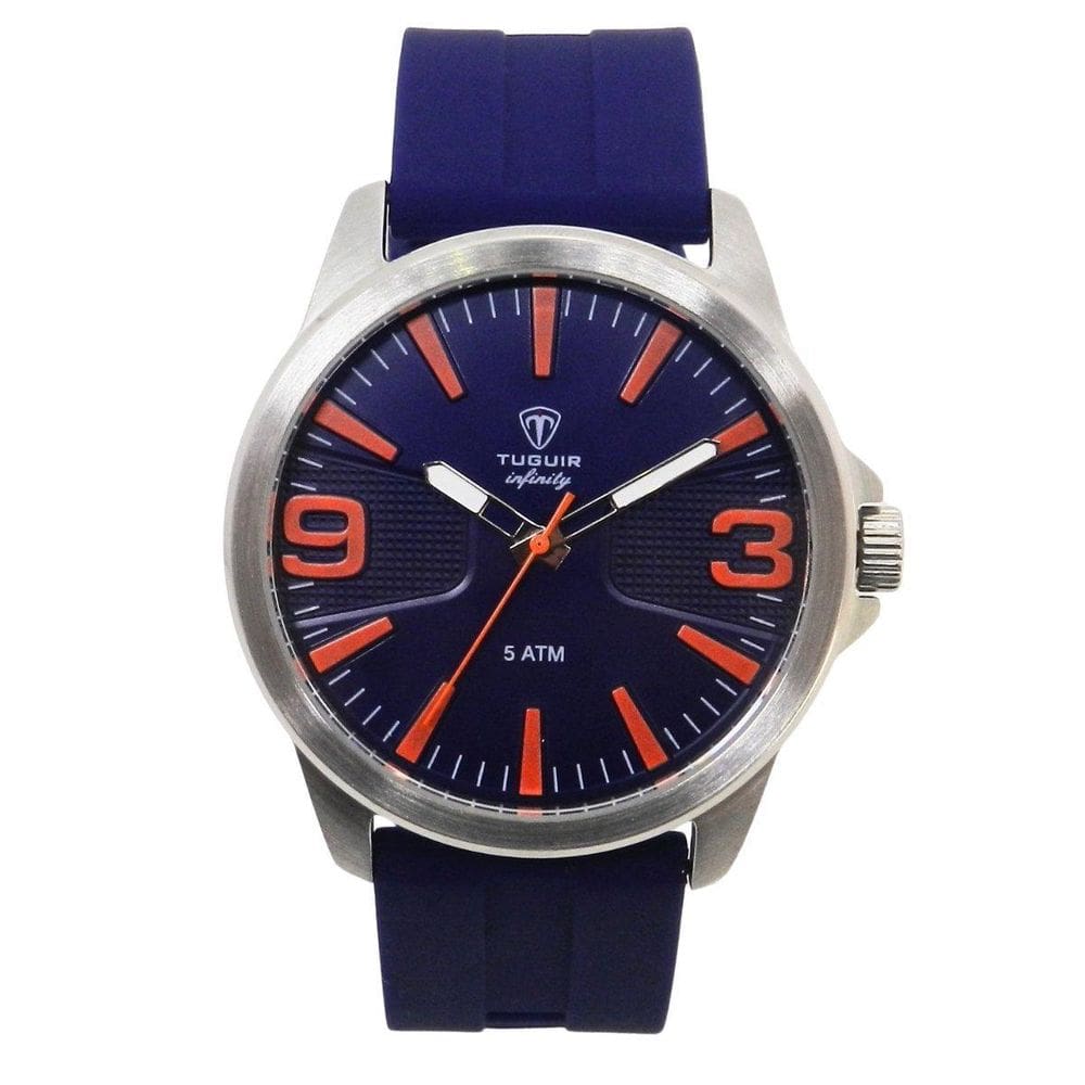 Relógio Masc. Aço Tuguir . Infinity 9169L Prata E Az Lar