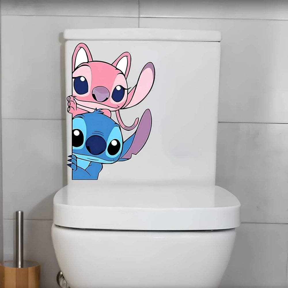 Adesivo De Vaso Sanitário Stitch E Angel