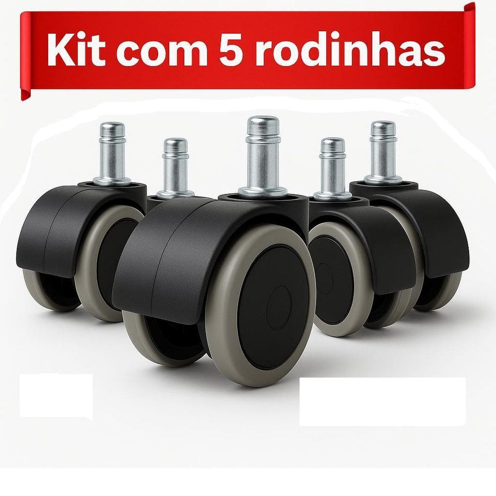 Kit Com 5 Rodinhas Para Cadeira De Escritório Giratória 360º