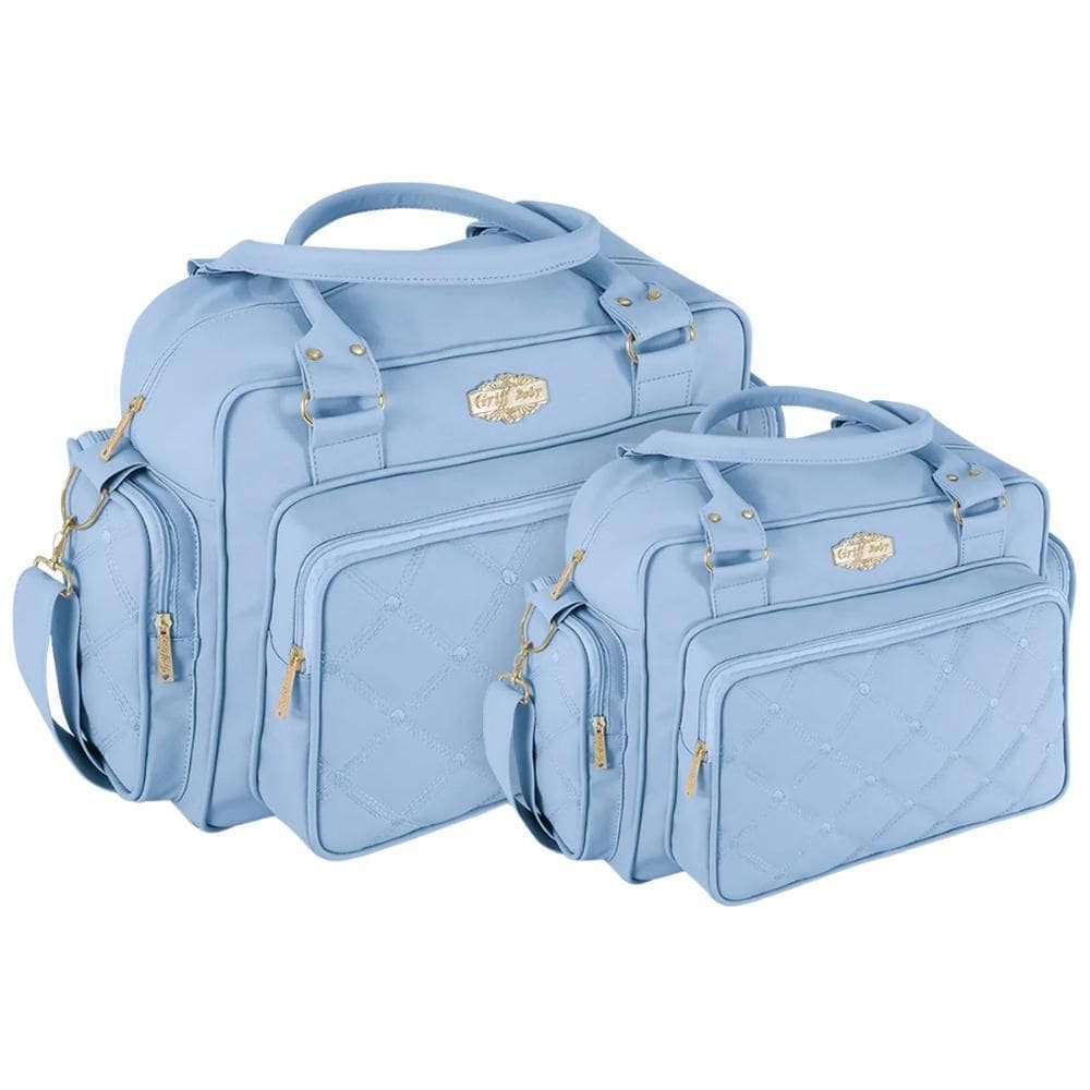 Kit Bolsas Maternidade Griff Baby Luxe Elegance Azul Claro