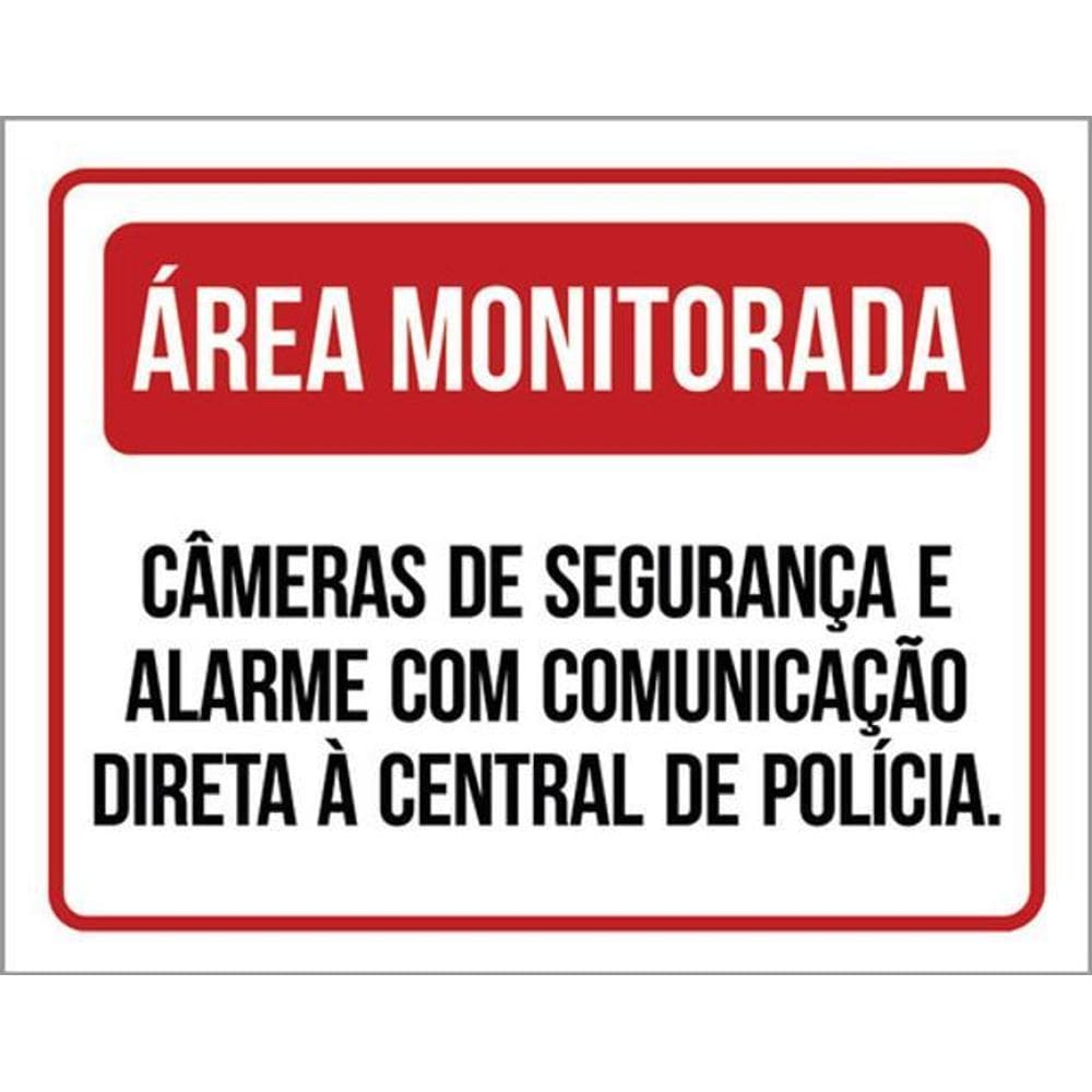 Kit 3 Placas Área Monitorada Câmeras De Segurança E Alarme