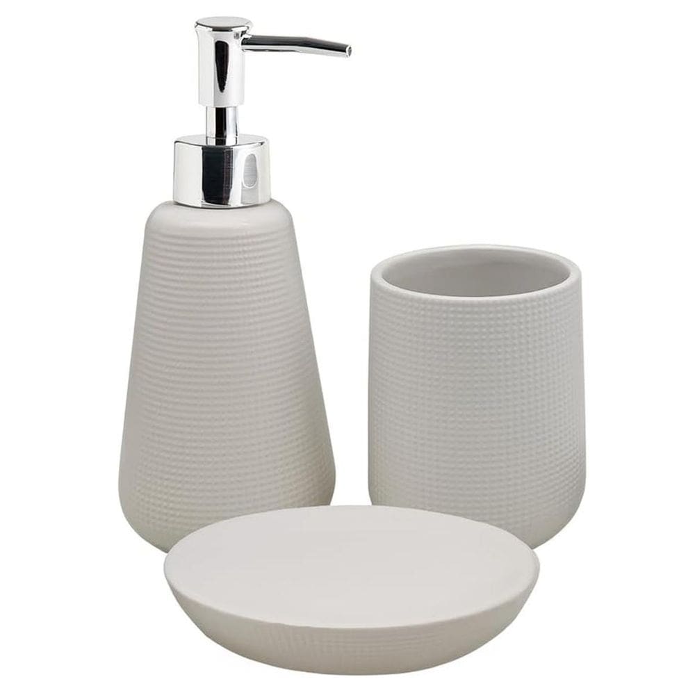 Kit Banheiro Lavabo Branco 3 Pçs Cerâmica Acessórios Serenus