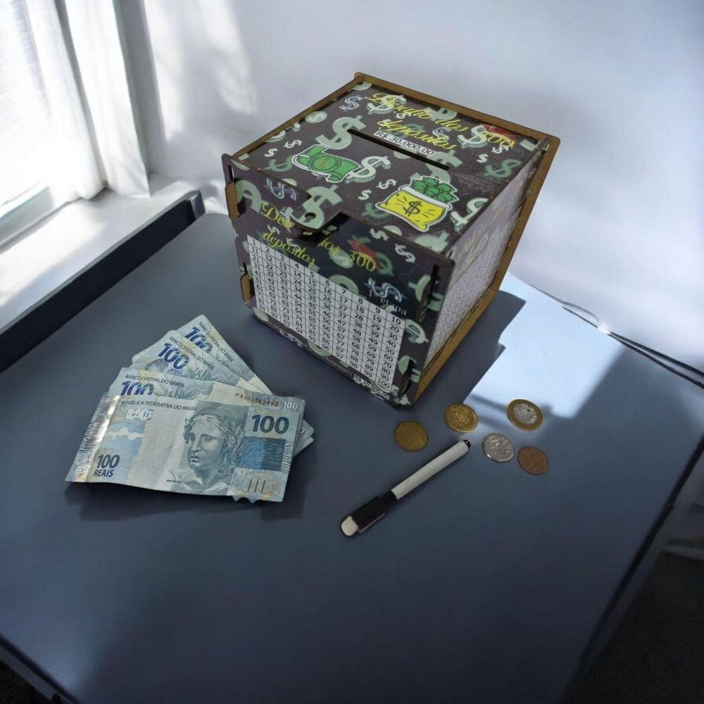 Cofre Guardar Woodbox Desafio 30 Mil Junte Dinheiro Dinblack