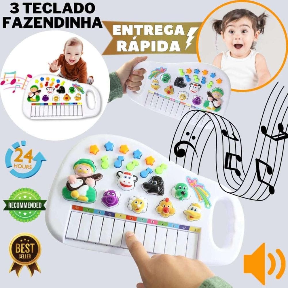 Teclado Fazendinha Brinquedo Educativo Infantil Brinquedo Para Menina Pronto Estoque