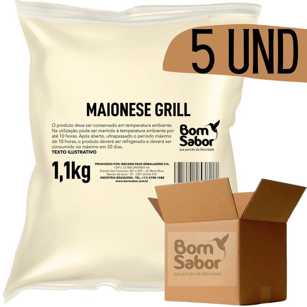 Maionese Grill Bom Sabor Bag 1,1Kg - 5 Und